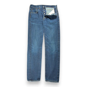 Levis 501 Jeans Mens 32x32 Blue Dark Wash Customized Taper Button Fly 32x34 Tag
